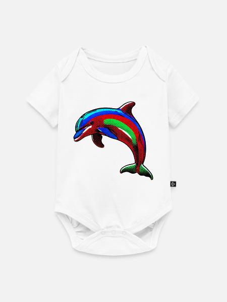 Delfin - Baby Premium Kurzarmbody - Weiß