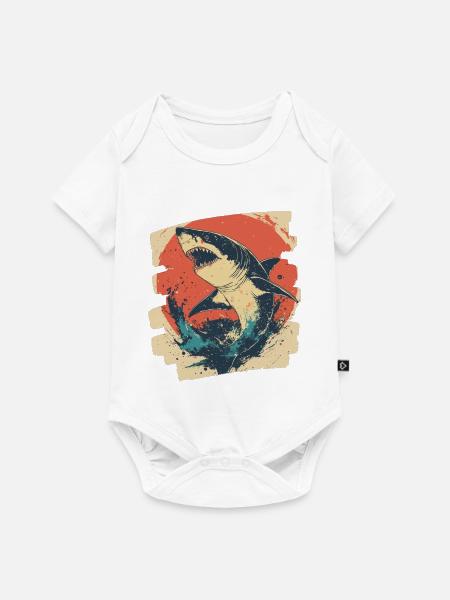 Haifisch Retro - Baby Premium Kurzarmbody - Weiß