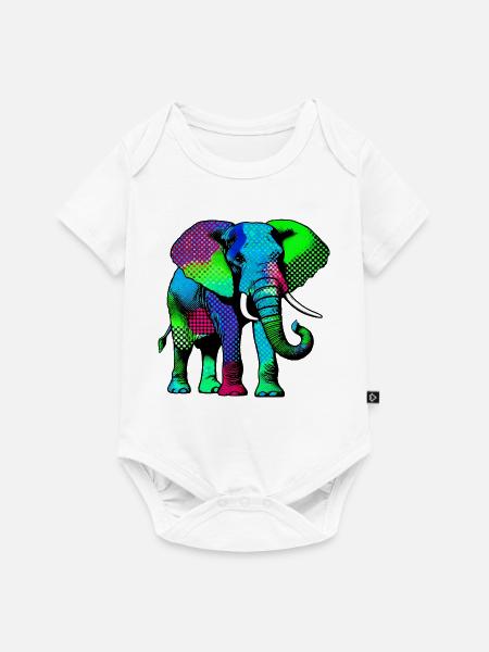 Elefant - Baby Premium Kurzarmbody - Weiß
