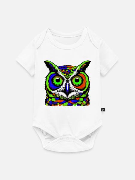 Eule - Baby Premium Kurzarmbody - Weiß