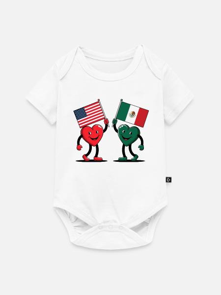 Amerika und Mexiko Herzen - Baby Premium Kurzarmbody - Weiß