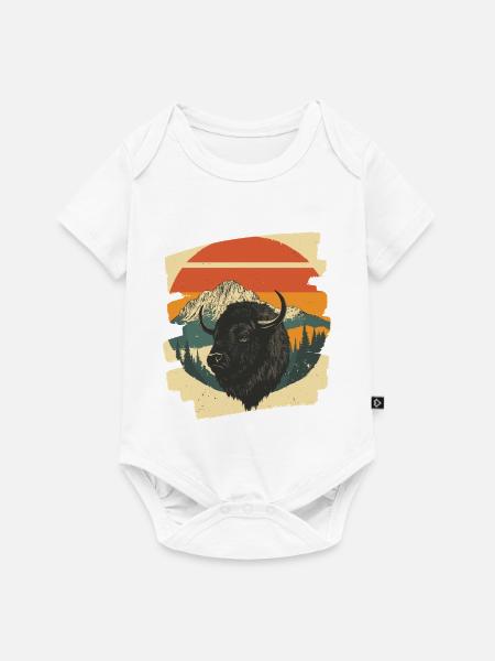 Bison Retro - Baby Premium Kurzarmbody - Weiß