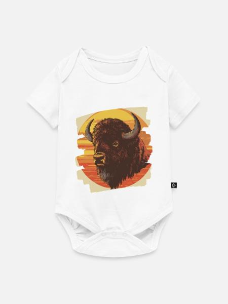 Bison Retro - Baby Premium Kurzarmbody - Weiß