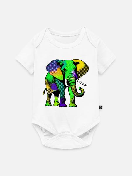 Elefant - Baby Premium Kurzarmbody - Weiß