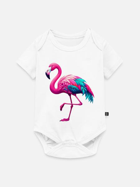 Flamingo - Baby Premium Kurzarmbody - Weiß