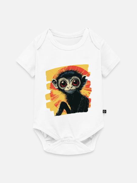 Spinnenaffe Retro - Baby Premium Kurzarmbody - Weiß