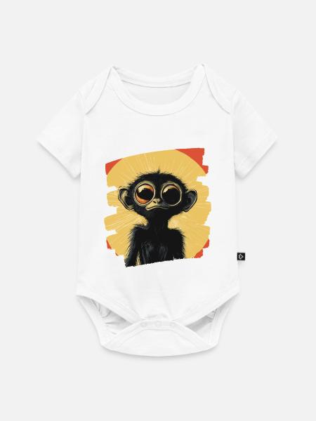 Spinnenaffe Retro - Baby Premium Kurzarmbody - Weiß