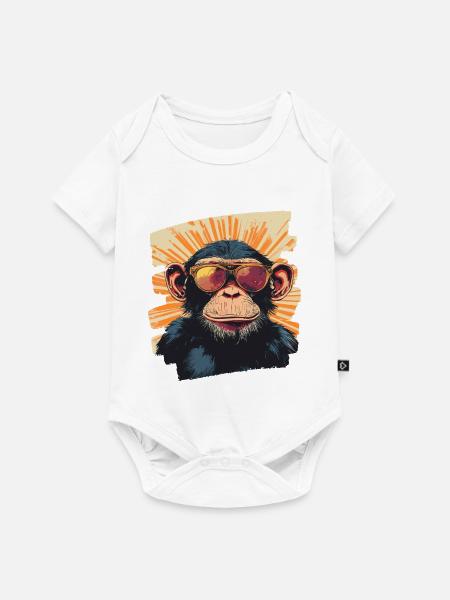Affe Retro - Baby Premium Kurzarmbody - Weiß