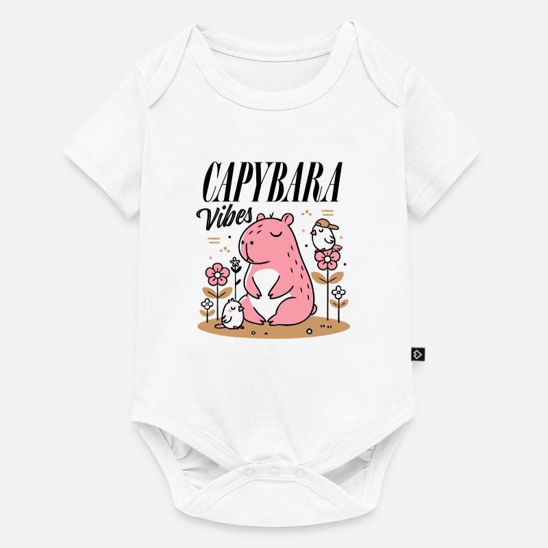 Entspanntes Capybara mit Freunden - Baby Premium Kurzarmbody - Weiß