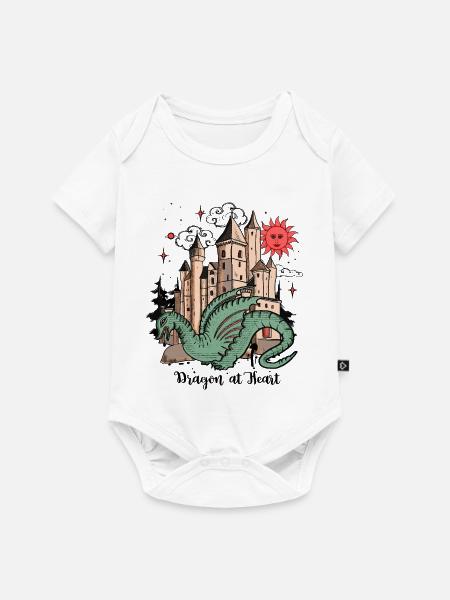 Drache mit Schloss - Baby Premium Kurzarmbody - Weiß