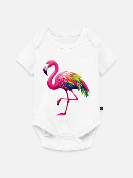 Flamingo - Baby Premium Kurzarmbody - Weiß
