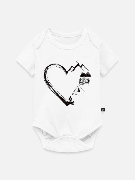 Mountain Heart Camping Patch Design - Baby Premium Kurzarmbody - Weiß