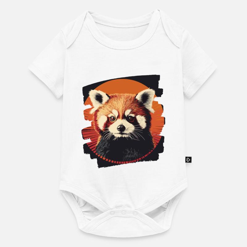 Panda roux rétro - Body à manches courtes Premium Bébé - blanc