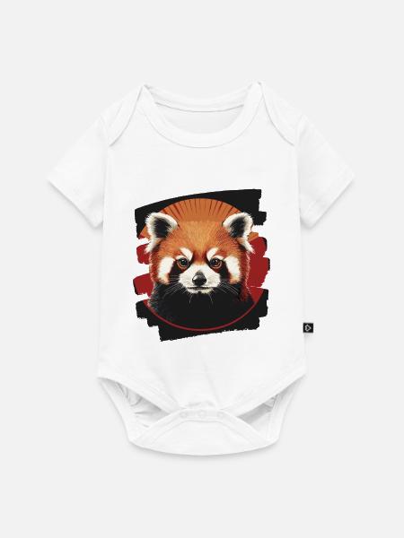 Roter Panda Retro - Baby Premium Kurzarmbody - Weiß
