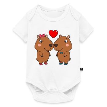Duo of cute animals with heart - Baby Premium short-sleeve bodysuit - white - Front