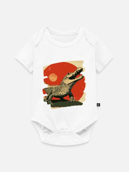 Krokodil Retro - Baby Premium Kurzarmbody - Weiß
