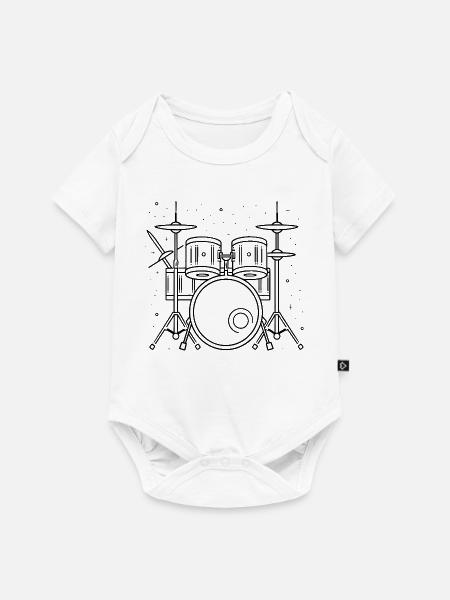 Drum Set Zeichnung - Baby Premium Kurzarmbody - Weiß