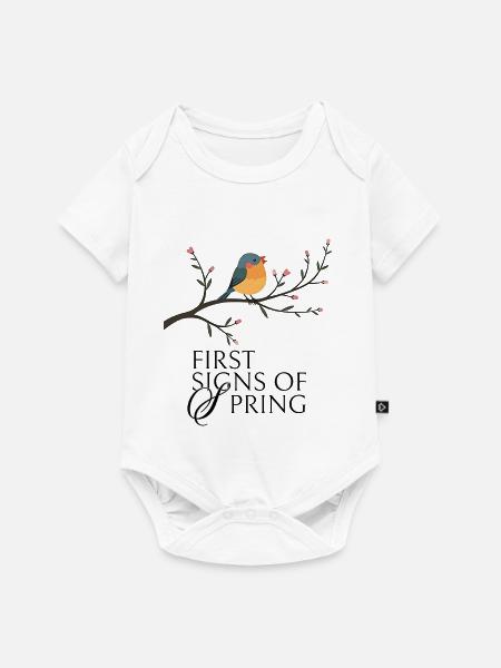Vogel am Blütenzweig - Baby Premium Kurzarmbody - Weiß
