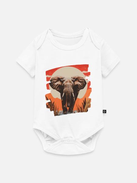 Elefant Retro - Baby Premium Kurzarmbody - Weiß