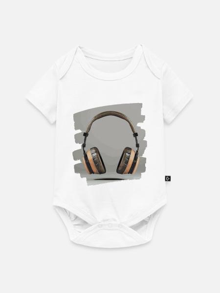 Kopfhörer - Baby Premium Kurzarmbody - Weiß