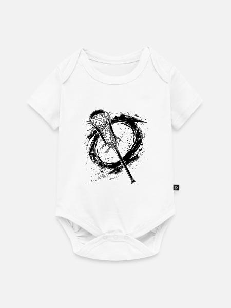 Lacrosse Schläger - Baby Premium Kurzarmbody - Weiß
