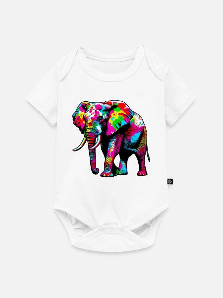 Elefant - Baby Premium Kurzarmbody - Weiß