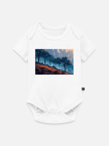 Waldlandschaft Illustration Poster - Baby Premium Kurzarmbody - Weiß