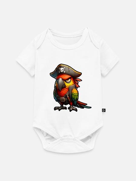 Roter Piratenpapagei - Baby Premium Kurzarmbody - Weiß