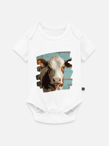 Kuh Bauer - Baby Premium Kurzarmbody - Weiß