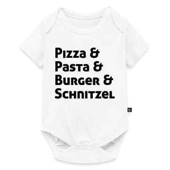 Pizza Pasta Burger und Schnitzel - Baby Premium Kurzarmbody - Weiß - Vorne