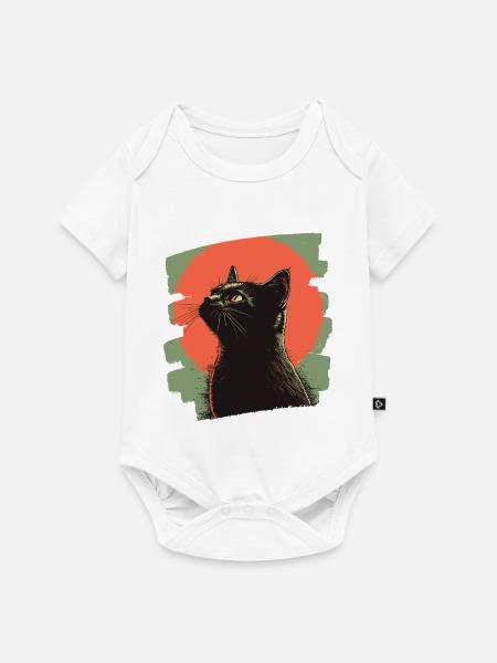 Schwarze Katze - Baby Premium Kurzarmbody - Weiß