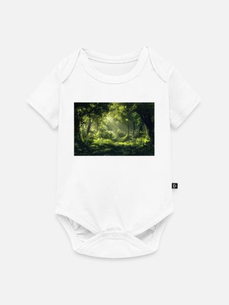 Waldlandschaft Illustration Poster - Baby Premium Kurzarmbody - Weiß