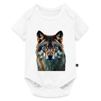 The Sapphire Gaze: Intense Portrait of a Wolf - Baby Premium short-sleeve bodysuit - white - Front