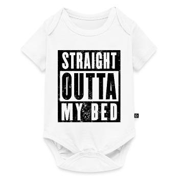 Straight Outta My Bed Shirt, Morgenmuffel - Baby Premium Kurzarmbody - Weiß - Vorne