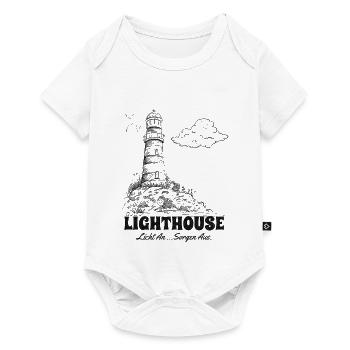 Leuchtturm Sketch Meer Urlaub Spruch - Baby Premium Kurzarmbody - Weiß - Vorne
