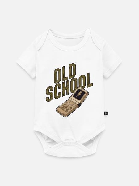 Altmodisches Retro-Klapphandy - Baby Premium Kurzarmbody - Weiß