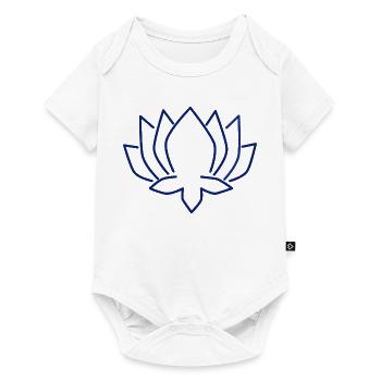 Lotusblau Linien-Print - Baby Premium Kurzarmbody - Weiß - Vorne