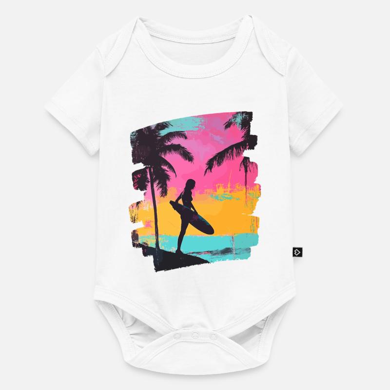 Surfeur Surf Planche de surf Surf - Body à manches courtes Premium Bébé - blanc