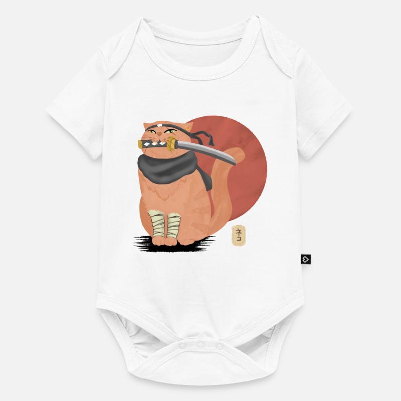 Chat samouraï avec Katana - Body à manches courtes Premium Bébé - blanc