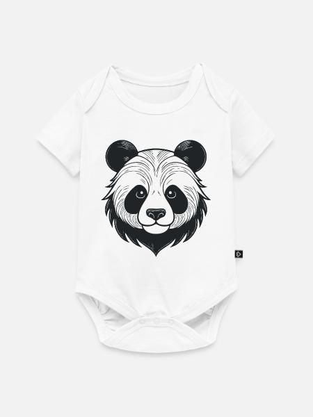 Panda Illustration mit verspieltem Ausdruck - Baby Premium Kurzarmbody - Weiß