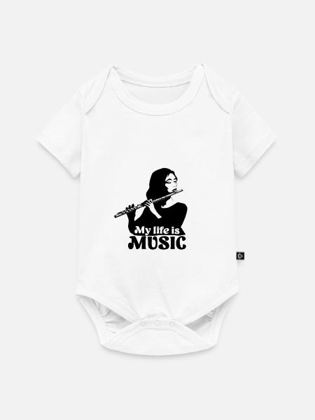 Querflöte - My Life Is Music Querflötistin - Baby Premium Kurzarmbody - Weiß