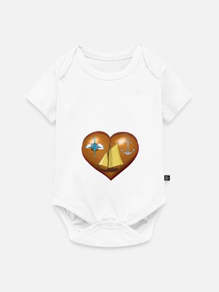 Segelboot Herz Kompass Seemann maritim - Baby Premium Kurzarmbody - Weiß