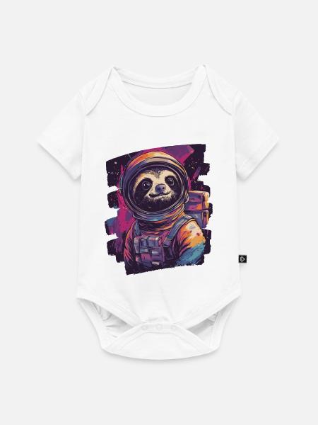 Faultier Astronaut - Baby Premium Kurzarmbody - Weiß