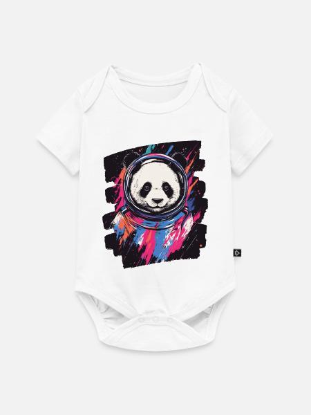 Panda Astronaut - Baby Premium Kurzarmbody - Weiß