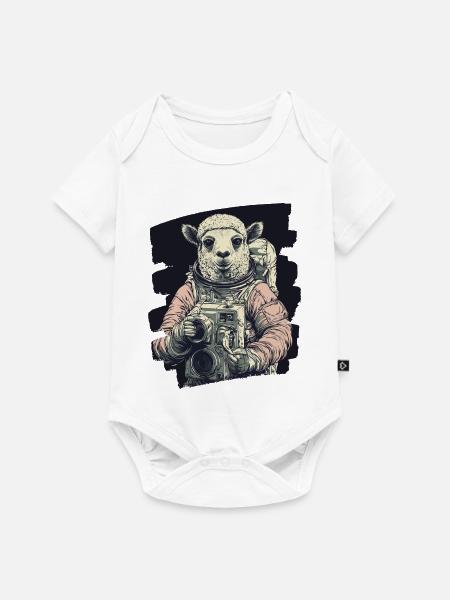 Lama Astronaut - Baby Premium Kurzarmbody - Weiß