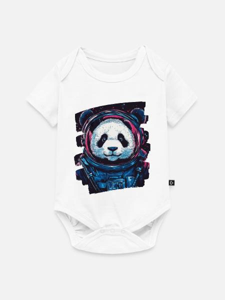 Panda Astronaut - Baby Premium Kurzarmbody - Weiß
