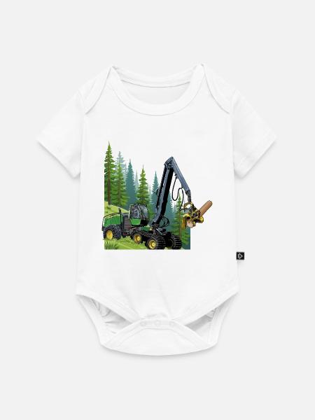 Harvester, Holzvollernter im Wald - Baby Premium Kurzarmbody - Weiß