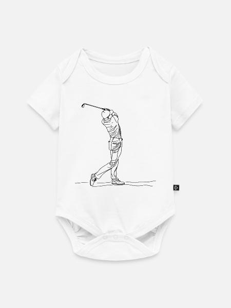 Golf Boy One Line Drawing - Baby Premium Kurzarmbody - Weiß