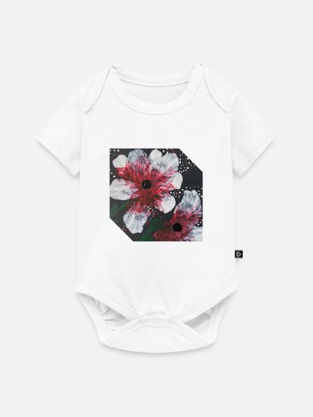Blumen Design - Baby Premium Kurzarmbody - Weiß