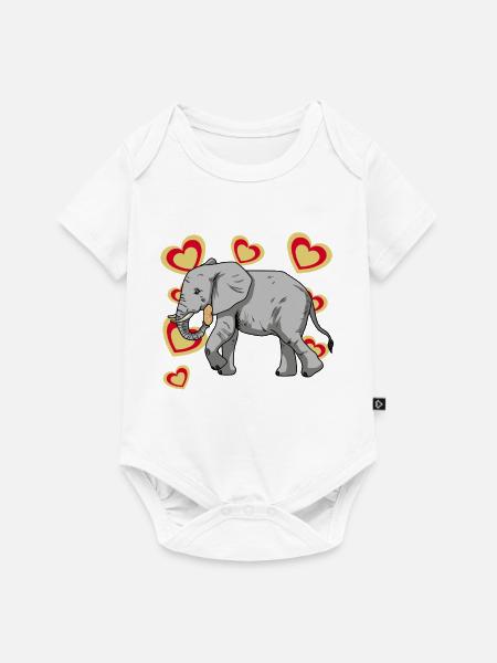 Elefant Elefanten Kinder Erdnuss - Baby Premium Kurzarmbody - Weiß
